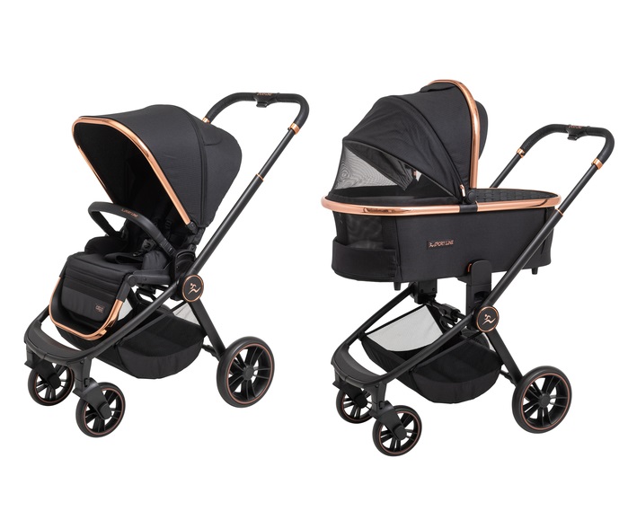 עגלת CIELO PL ROSE GOLD 2022 - שחור ידית שחור sport line עגלת CIELO PL ROSE GOLD 2022 - שחור ידית שחור sport line