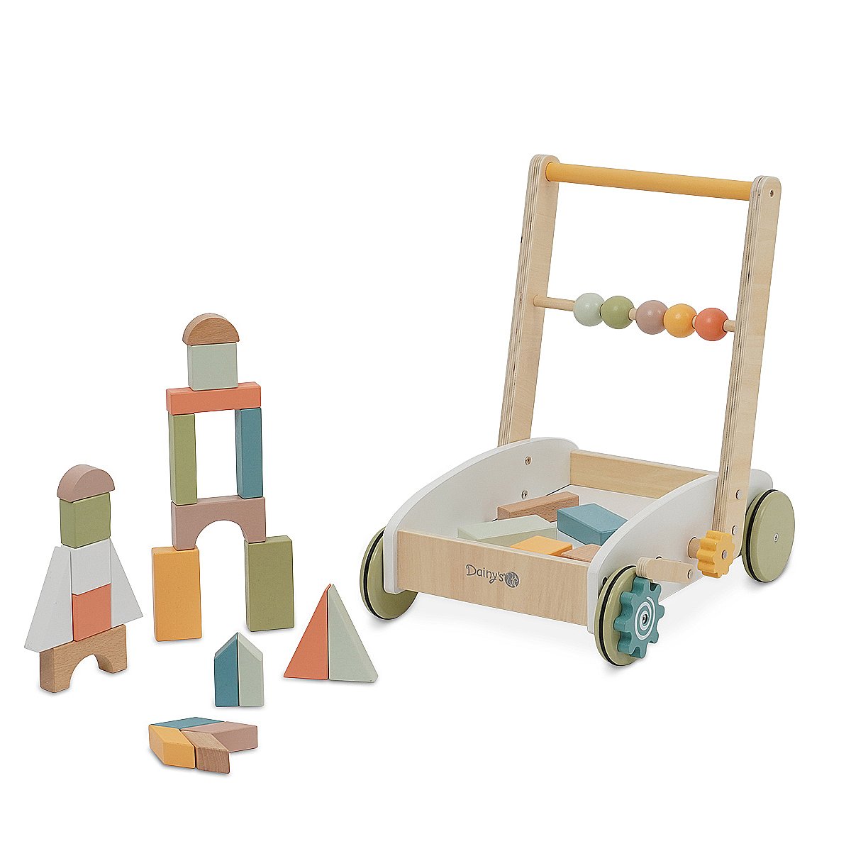 ������ ���� ������ ��� - ����Wooden Baby Walker with Blocks