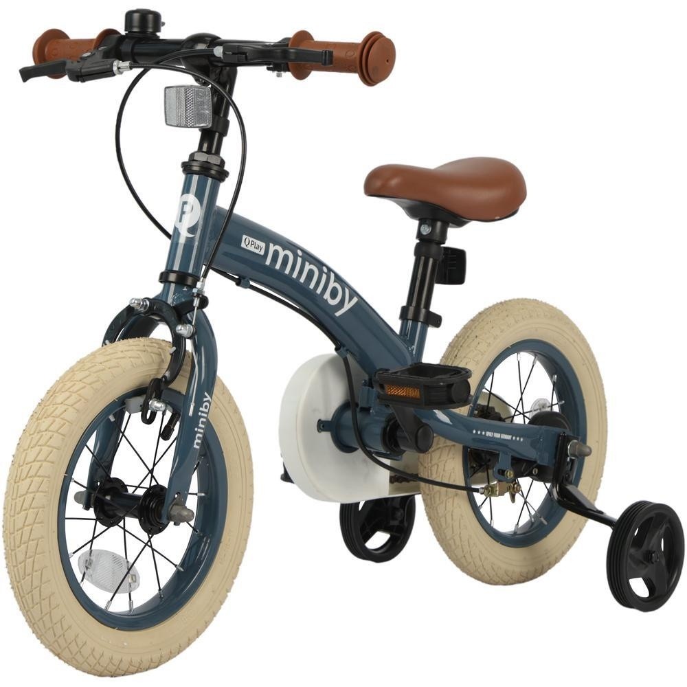 MINIBY 3in1 - אופני איזון "12 עם בלם יד וגלגלי עזר לגילאי 2-5 שנים - כחול אפרפר Q Play MINIBY 3in1 - אופני איזון "12 עם בלם יד וגלגלי עזר לגילאי 2-5 שנים - כחול אפרפר Q Play