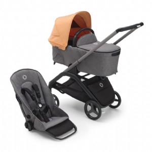6.מרכב גרפיט, עריסה וטיולון אפור מלאנג', גגון קורל